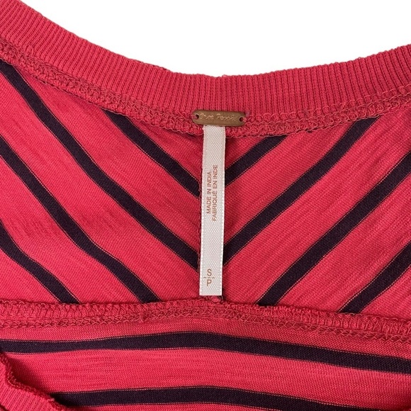 Free People Hard Candy Striped Henley Red Crochet Cuffs - Picture 8 of 14